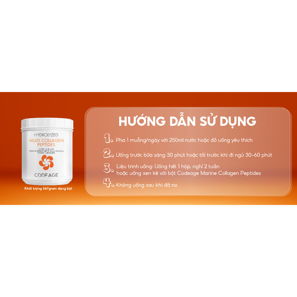 Bột Collagen Multi Collagen Peptides giúp trẻ hóa làn da, cải thiên sức khỏe xương khớp 567g