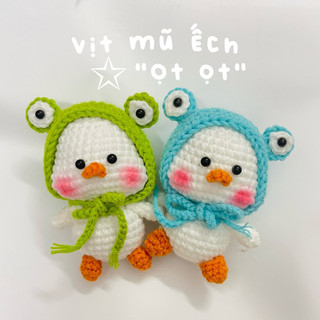 Vịt mũ ếch len dễ thương - làm quà tặng - handmade móc len