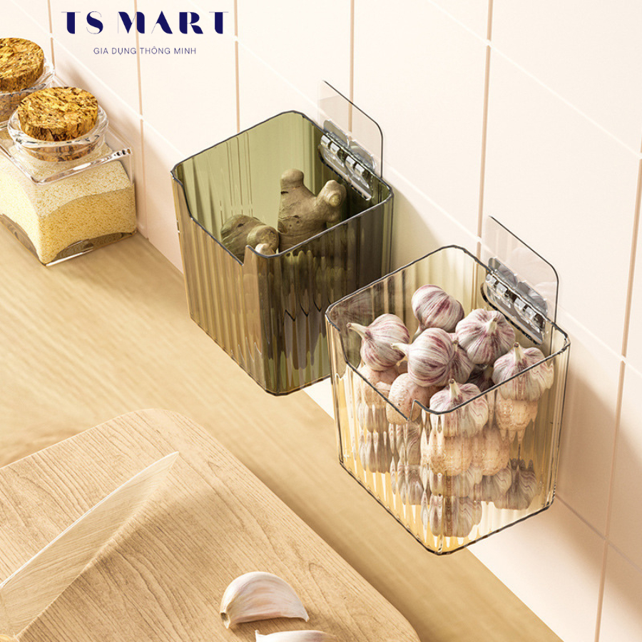 Hộp Đựng Hành Tỏi Đồ Khô Treo Tường Chống Ẩm Mốc,Chất Liệu Nhựa PET An Toàn Hộp Đựng Đồ Tủ Lạnh Cao Cấp Tặng Miếng Dán