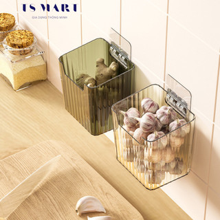 Hộp Đựng Hành Tỏi Đồ Khô Treo Tường Chống Ẩm Mốc,Chất Liệu Nhựa PET An Toàn Hộp Đựng Đồ Tủ Lạnh Cao Cấp Tặng Miếng Dán