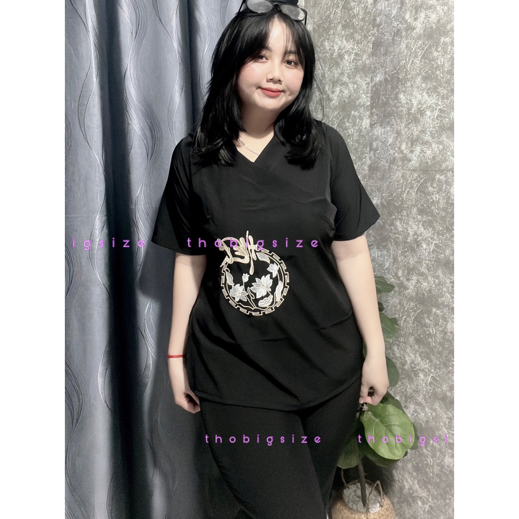 Set Đồ Lam Hình Thêu Bigsize Cao Cấp 60-90kg hình chính chủ