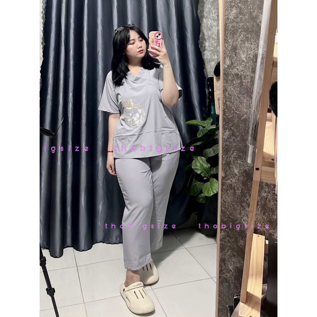 Set Đồ Lam Hình Thêu Bigsize Cao Cấp 60-90kg hình chính chủ