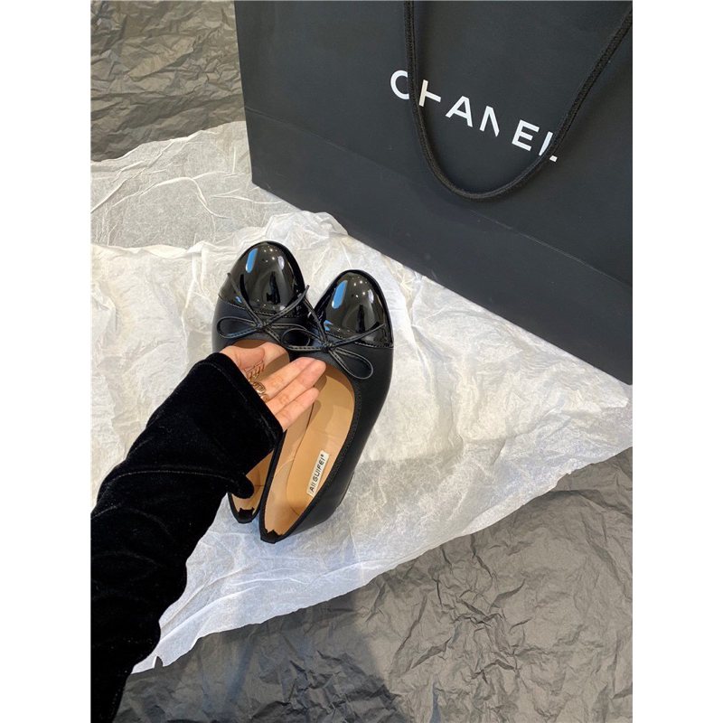 Giày bệt nơ mũi tròn phối màu thanh lịch kiểu pháp mùa thu 2023