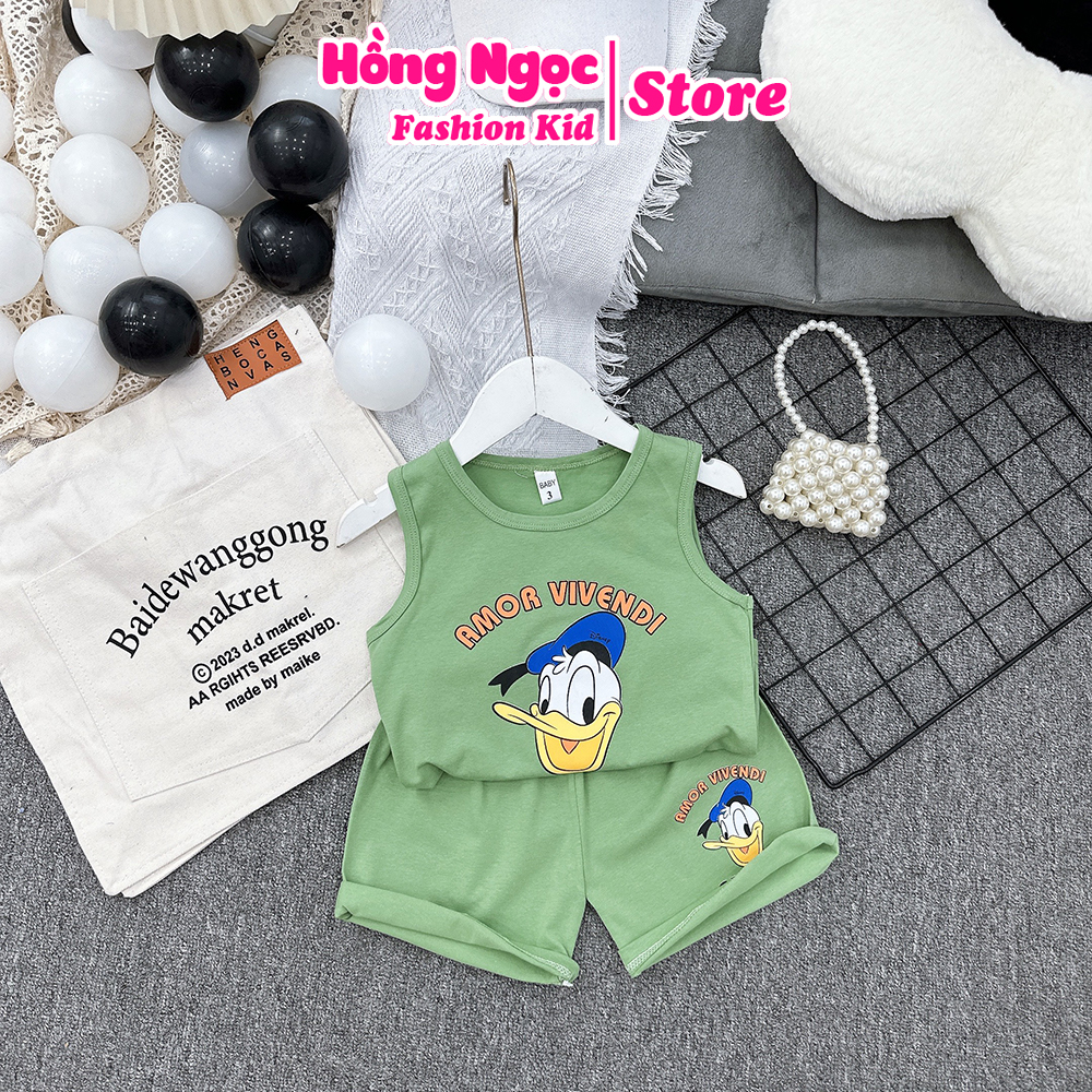 Bộ ba lỗ bé gái, bộ sát lách bé gái chất vải cotton in hình cá tính cho bé 10-20kg HNK2337