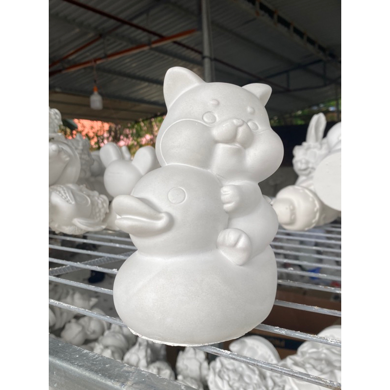 THÚ CƯỠI VỊT tượng thạch cao tô màu cho trẻ