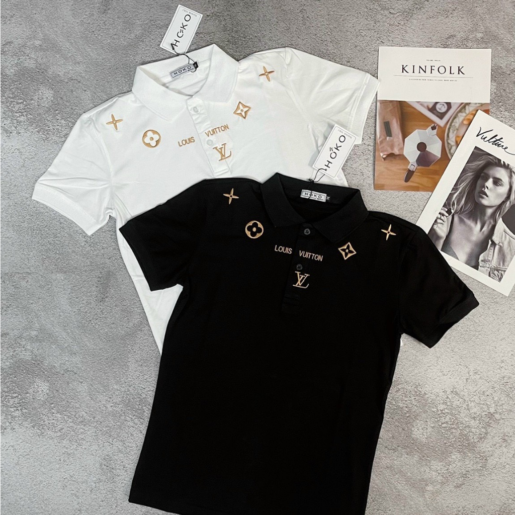 Áo thun nam POLO tay ngắn vải poly cotton co giãn không bai xù phối họa tiết mẫu mới cao cấp-AHFASHION