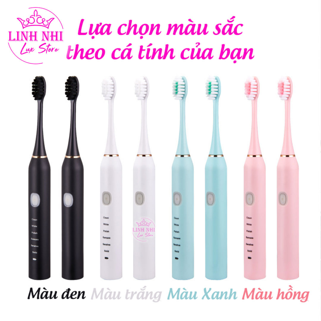 Bàn chải đánh răng phạm thoại , Bàn chải điện phạm thoại công nghệ rung sóng âm cao cấp tặng kèm 4 đầu bàn chải - Linh N