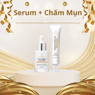 Bộ đôi giảm mụn và dưỡng trắng da YAHERA Gồm Gel chấm mụn 15g và serum dưỡng trắng 30g