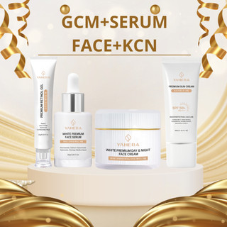 Bộ 4 giảm mụn, dưỡng trắng và chống nắng YAHERA Gồm gel chấm mụn 15g, serum dưỡng 30g, kem dưỡng 20g và chống nắng 50g