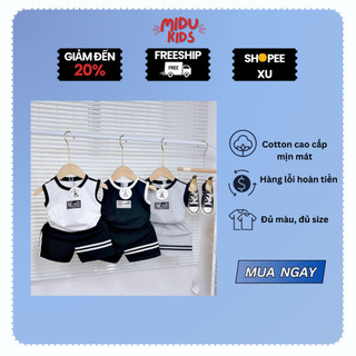 Quần áo trẻ em bé trai, bé gái, size bé sơ sinh đến 5 tuổi sọc viền ngang ba lỗ, sát nách chất cotton nhà MiDuKid