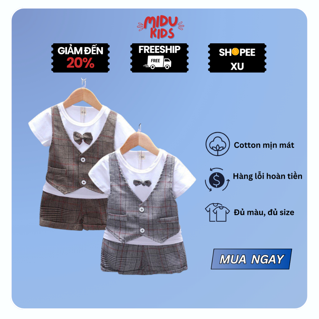 Quần Áo Trẻ Em Bé Trai Set Công Tử Phong Cách Hàn Quốc Có Nơ Giá Hời Từ Nhà MiDuKid