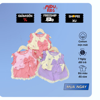 Quần áo đùi cho bé gái chất cotton Hàn mềm mát, nơ thật xinh xinh cho bé nhà MiDuKid