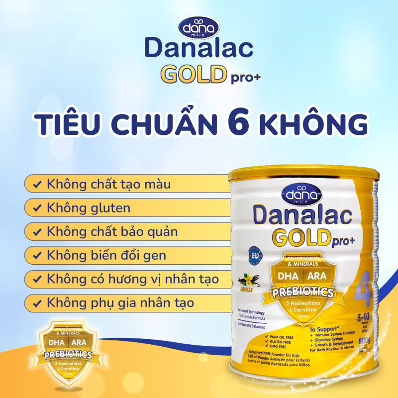 DANALAC GOLD  THUỴ SĨ TĂNG CÂN,CHIỀU CAO date THáng 12/2023 số 4 trên 3 tuổi , lon 900g