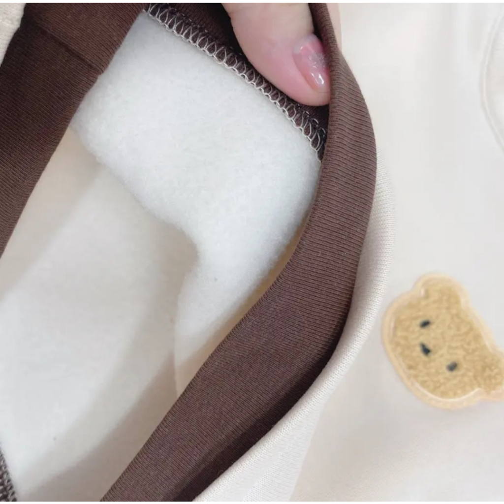 Bộ áo nỉ thu đông siêu xinh thiêu hình gấu siêu xinh cho bé trai/ sét thu đông bé gái