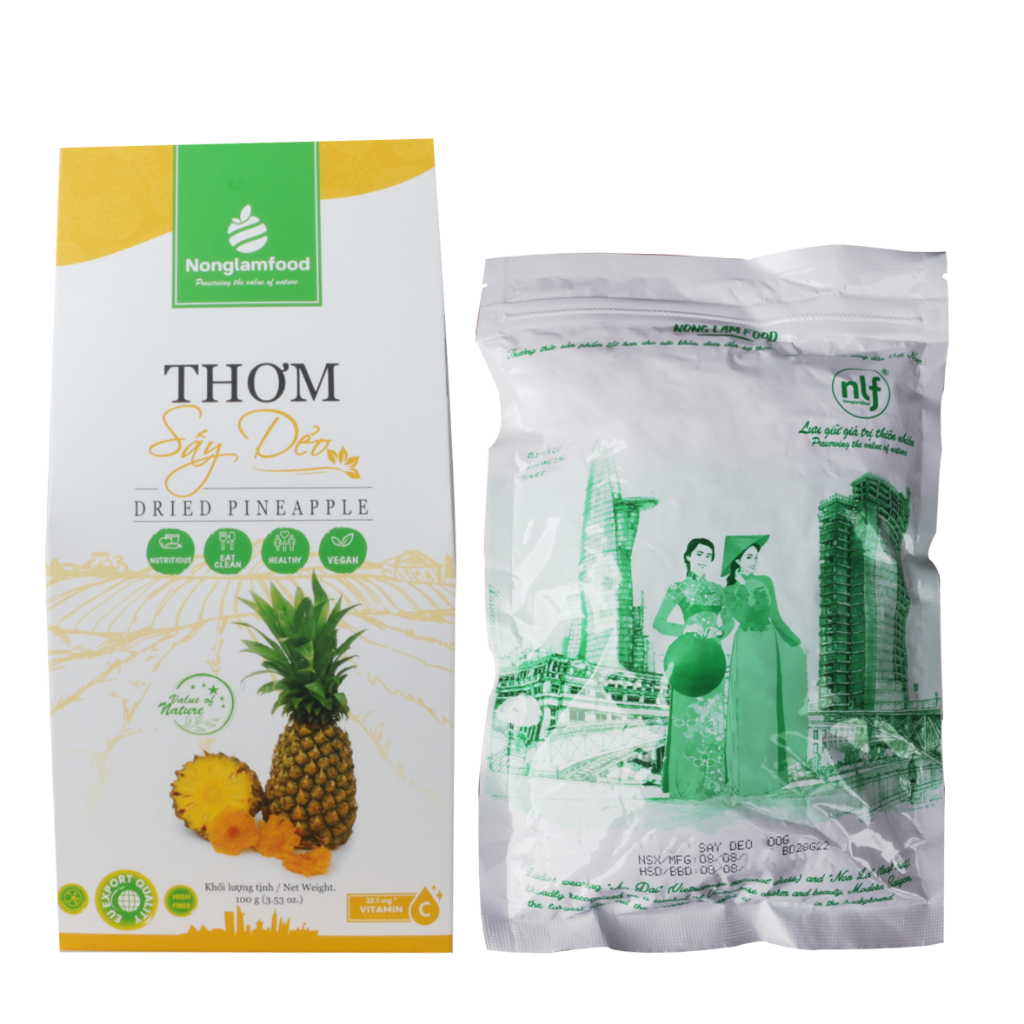 Thơm sấy hoa quả trái cây sấy dẻo Nông Lâm food, đồ ăn vặt healthy ngon rẻ