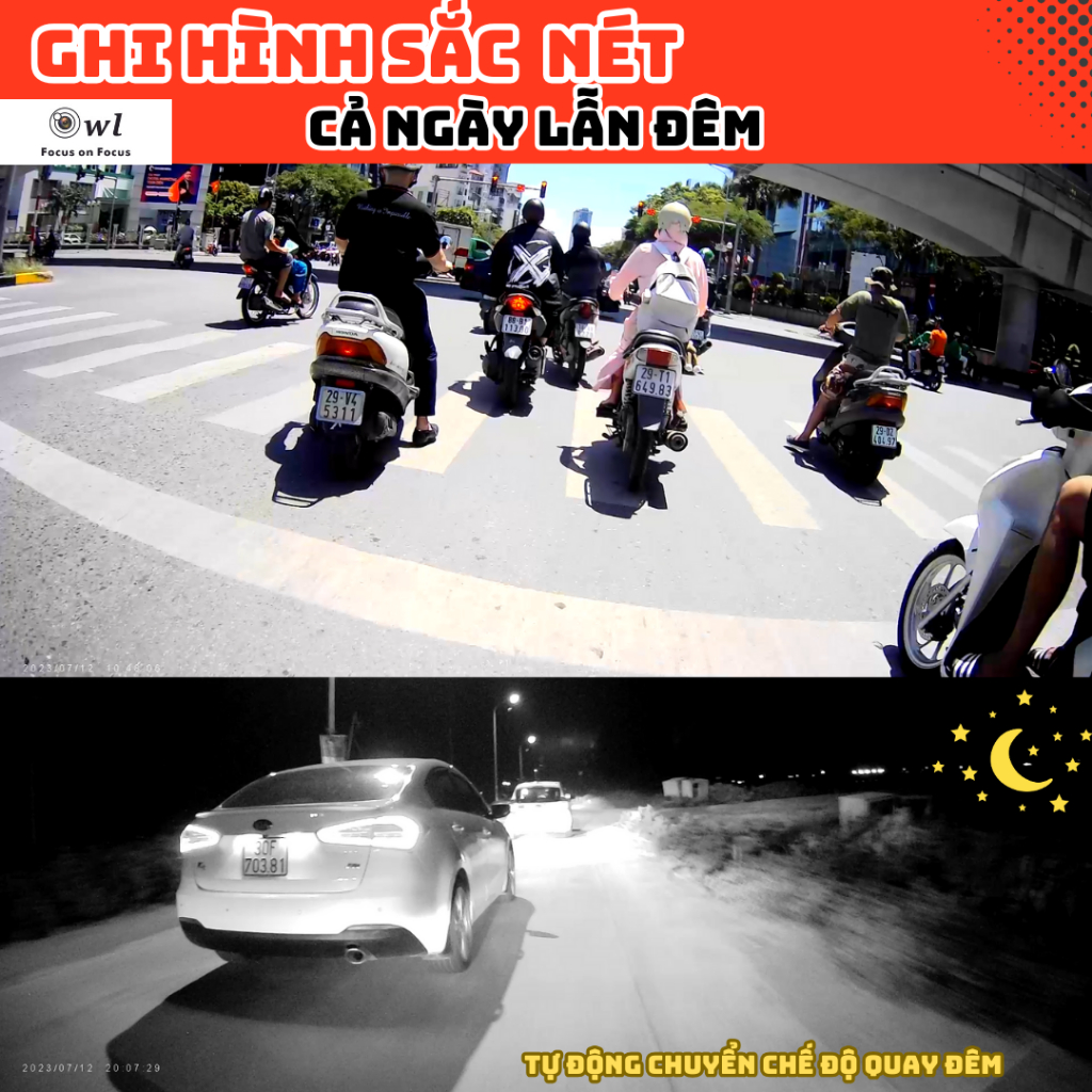 Camera hành trình xe máy L9s wifi chính hãng Owlcam, Có kết nối điện thoại, pin liền cực trâu