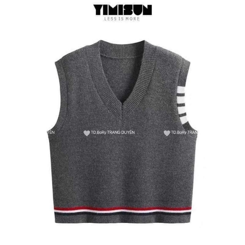 Áo gile len pha sọc hàng QCL1