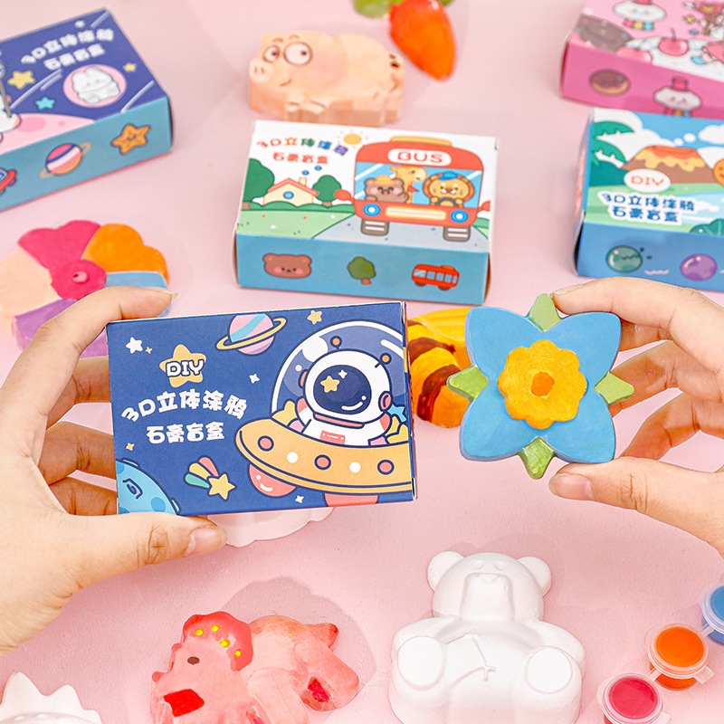 Đồ chơi tượng thạch cao tô màu size mini , tượng tô màu cho bé tặng kèm cọ và màu