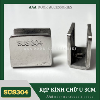 Bát u inox sus304 - kẹp kính vuông chữ u bản 3cm hàng dày