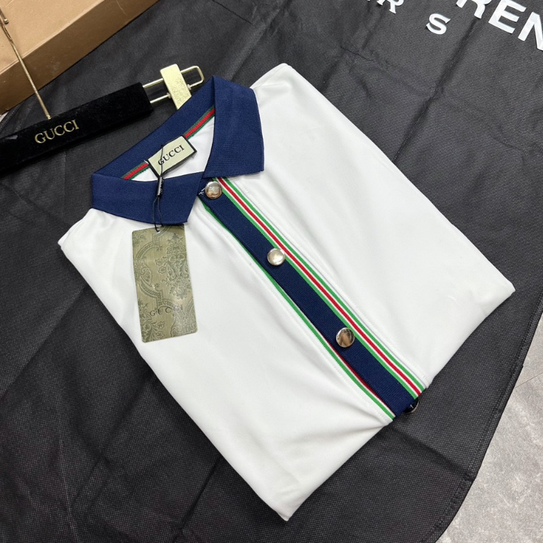 Áo Polo Gu.cci An Thuyên Kiểu Dáng Chuẩn Auth Chất Liệu Vải Cotton Thoáng Mát