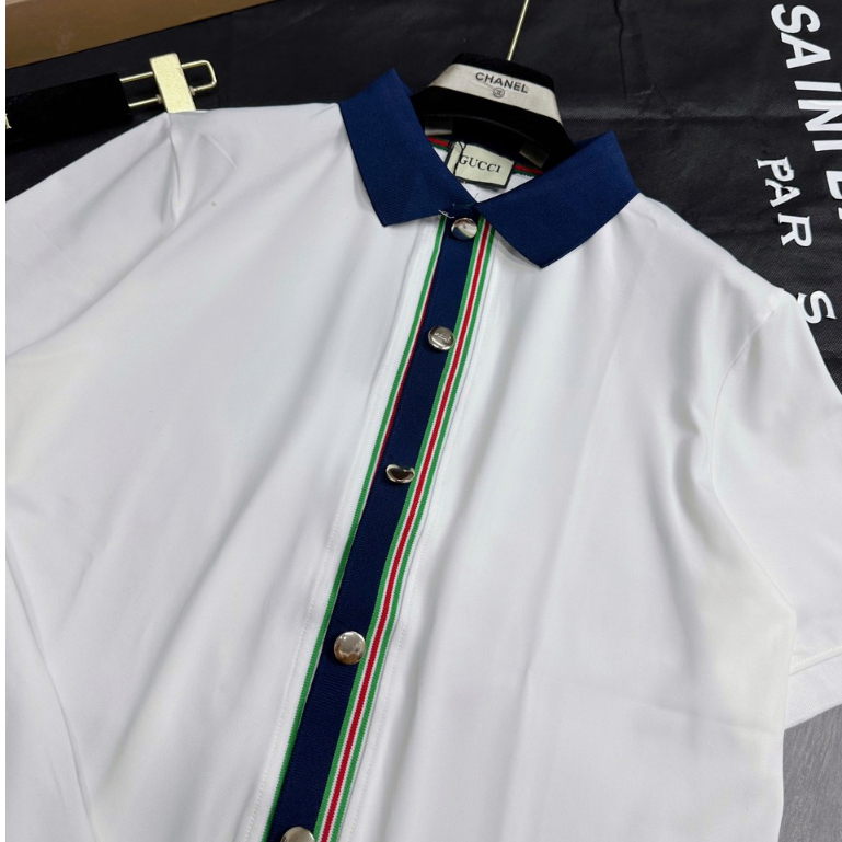 Áo Polo Gu.cci An Thuyên Kiểu Dáng Chuẩn Auth Chất Liệu Vải Cotton Thoáng Mát