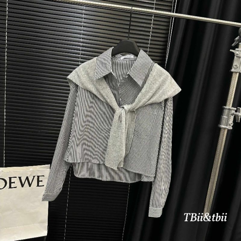 Áo sơmi kẻ kèm khăn hàng QCL1