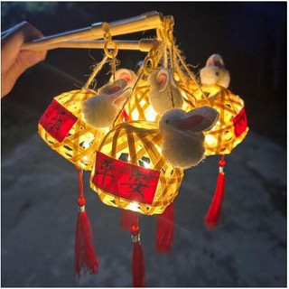 Đèn lồng trung thu con thỏ,đèn lồng thỏ tre , đèn trung thu 2023 hình con thỏ, hình sứa