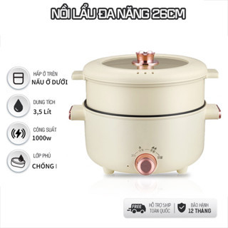 Nồi Lẩu Đa năng Chống Dính Hàn Quốc 4 Chế Độ Nhiệt, Dung Tích 3.5L Chiên, Sào, Luộc, Hấp Dùng Cho Gia Đình