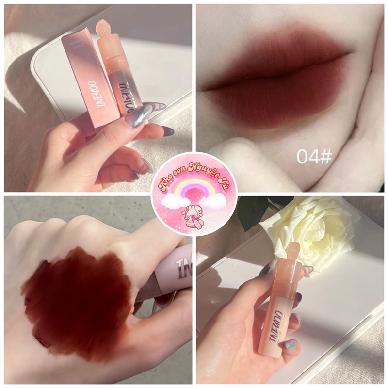 Son kem Ineyoo Hồng Pastel Cream Lipgloss nắp giọt nước dễ thương giúp trang điểm môi