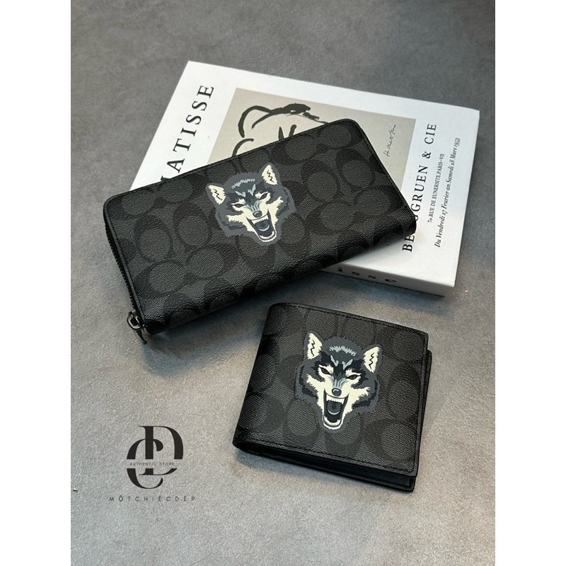 VÍ NGẮN COACH DA THẬT - VÍ MINI ĐỰNG THẺ CARD - MUA 1 ĐƯỢC 2