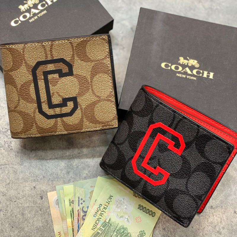 VÍ NGẮN COACH DA THẬT - VÍ MINI ĐỰNG THẺ CARD - MUA 1 ĐƯỢC 2