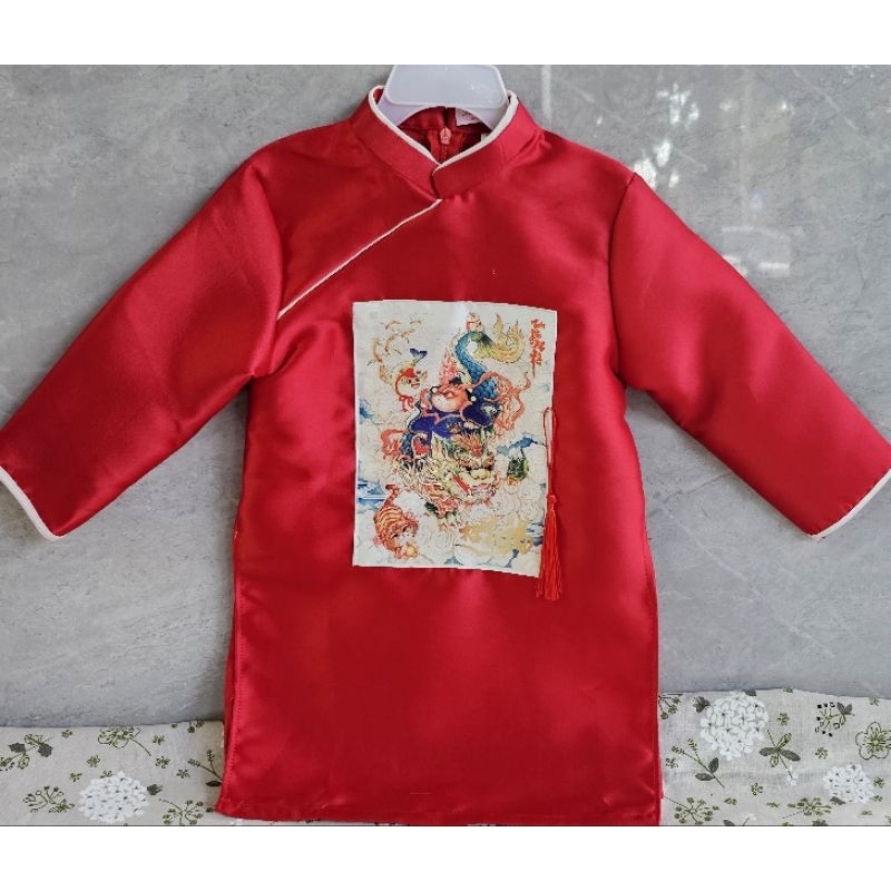 PT6 Áo dài bé trai áo dài tết cho bé chất liệu tapta đẹp kèm dây khánh giá bán sỉ