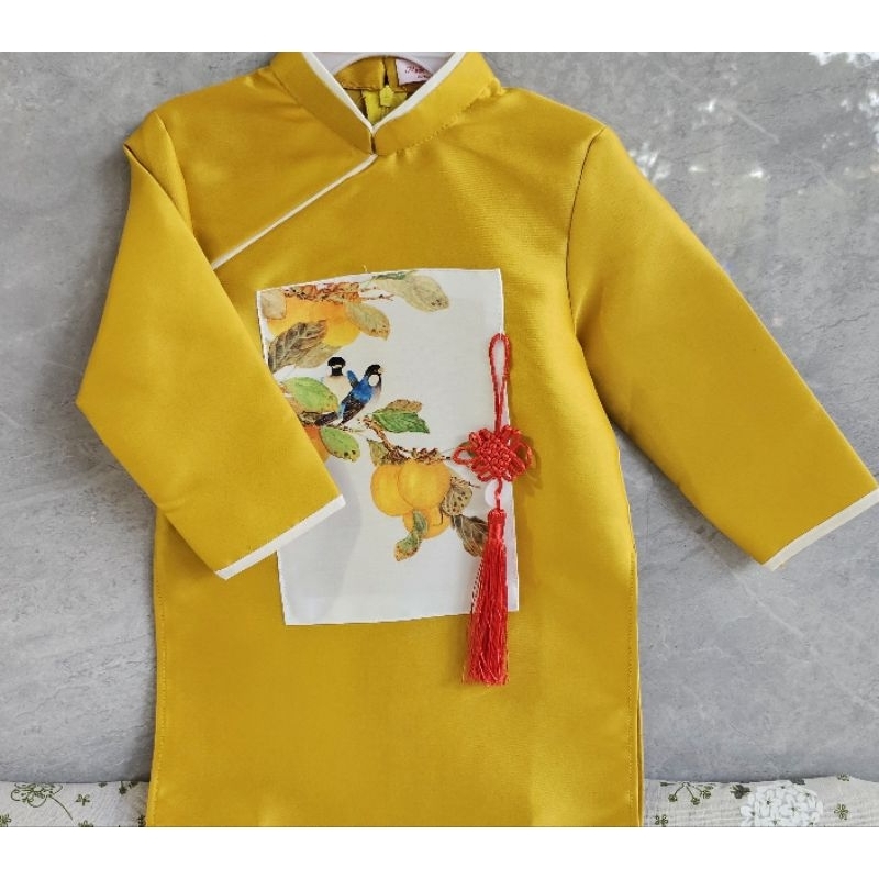 PT6 Áo dài bé trai áo dài tết cho bé chất liệu tapta đẹp kèm dây khánh giá bán sỉ