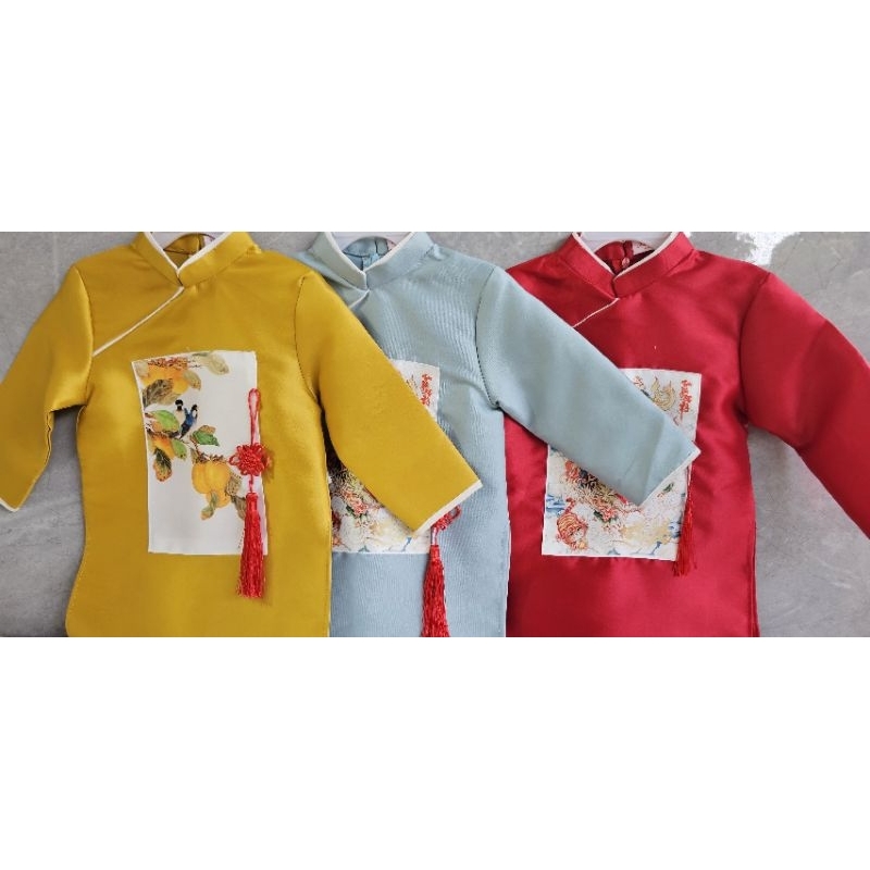 PT6 Áo dài bé trai áo dài tết cho bé chất liệu tapta đẹp kèm dây khánh giá bán sỉ