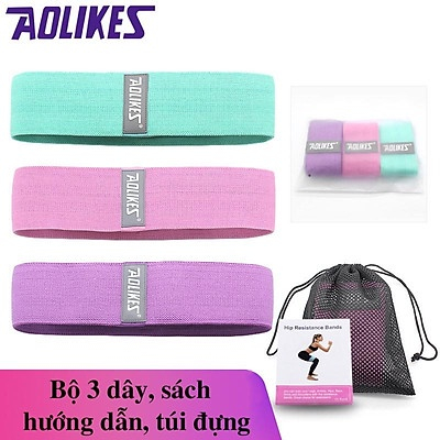 Dây Mini Band Đàn Hồi Kháng Lực ,Bộ 3 Dây Tập Mông Chân Đùi Aolikes Phiên Bản Mới