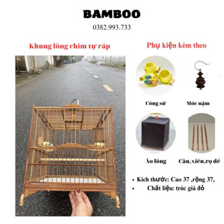 Khung lồng chim chào mào tự ráp tre size 37 giá rẻ có video hướng dẫn (kèm dầu bóng,keo) BS01