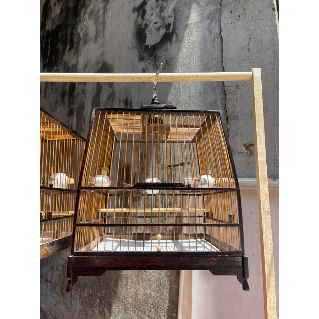 Khung lồng chim chào mào tự ráp gỗ mun đuôi công 21 nan size 37 có video HD