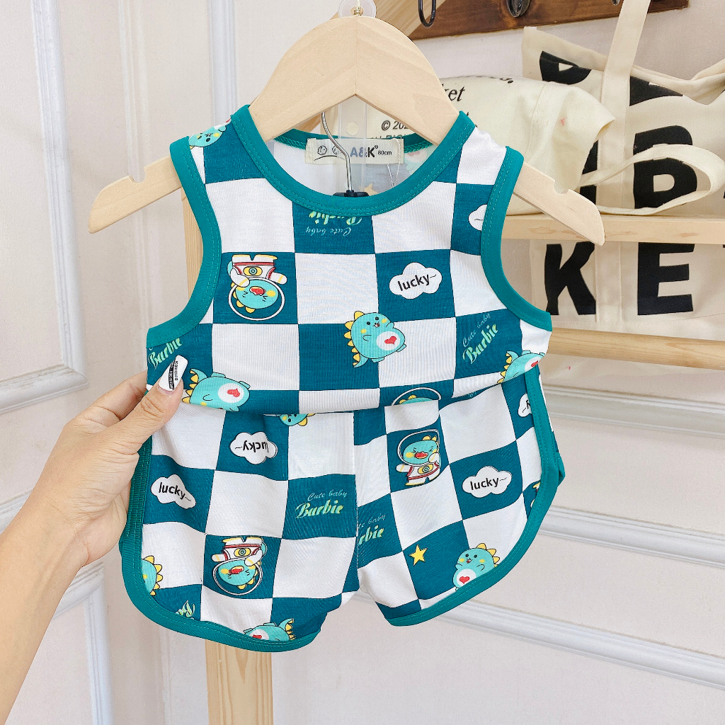 Bộ Ba Lỗ Minkey Baby Chất Thun Lạnh In Hình Dể Thương Cho Bé .Tũi Zio Xịn Xò