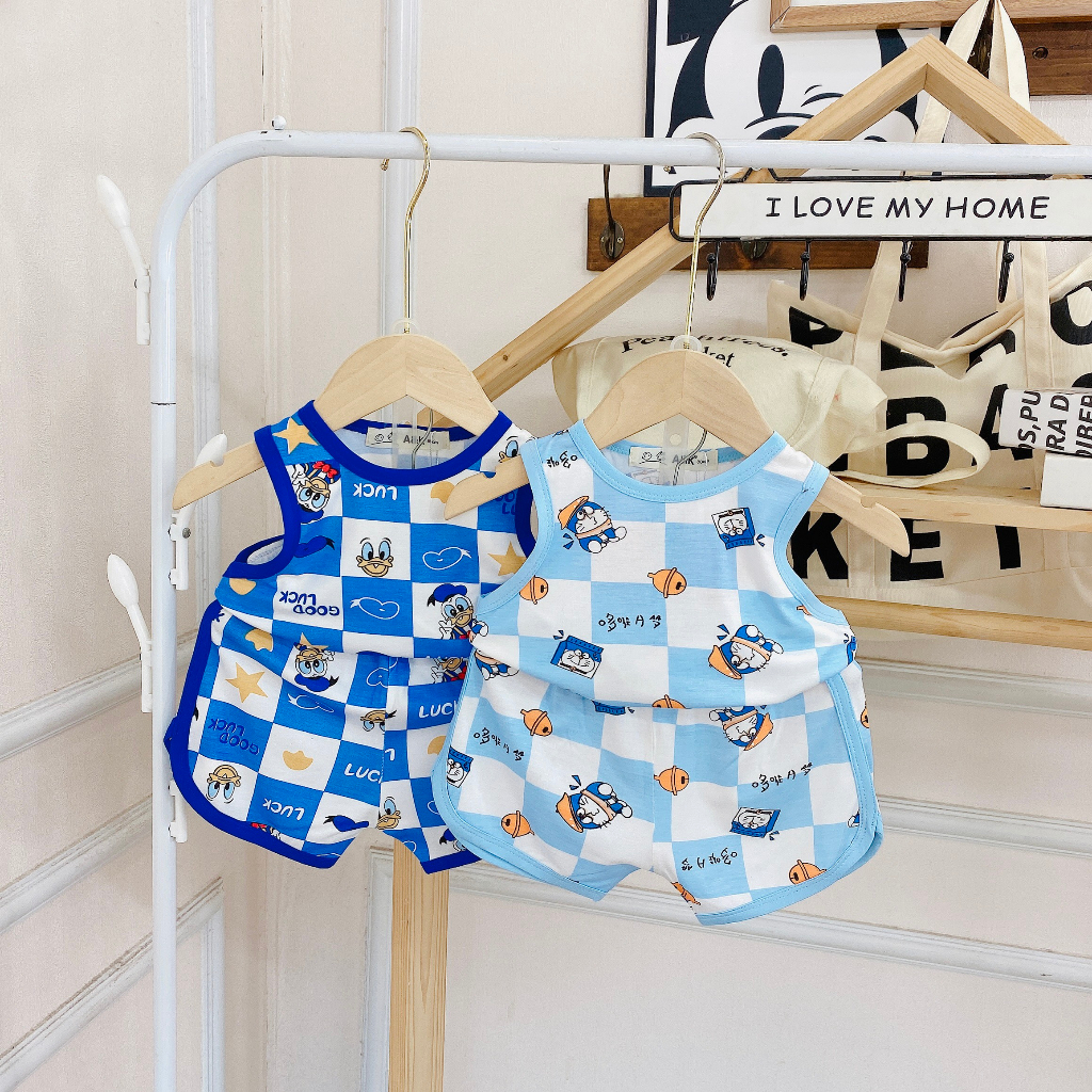 Bộ Ba Lỗ Minkey Baby Chất Thun Lạnh In Hình Dể Thương Cho Bé .Tũi Zio Xịn Xò