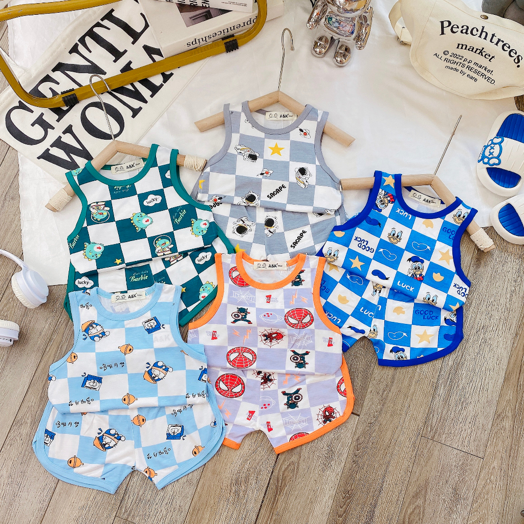 Bộ Ba Lỗ Minkey Baby Chất Thun Lạnh In Hình Dể Thương Cho Bé .Tũi Zio Xịn Xò