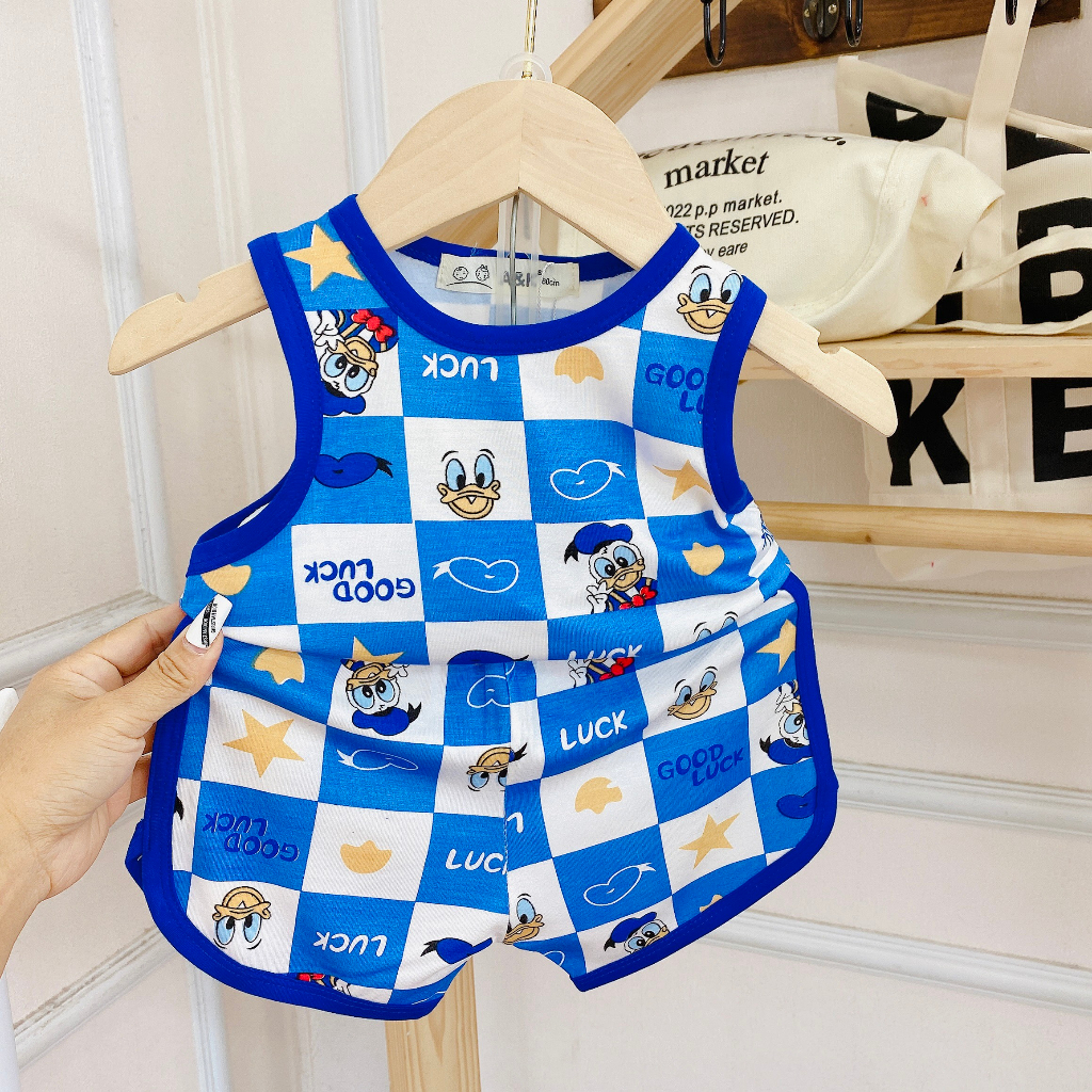 Bộ Ba Lỗ Minkey Baby Chất Thun Lạnh In Hình Dể Thương Cho Bé .Tũi Zio Xịn Xò