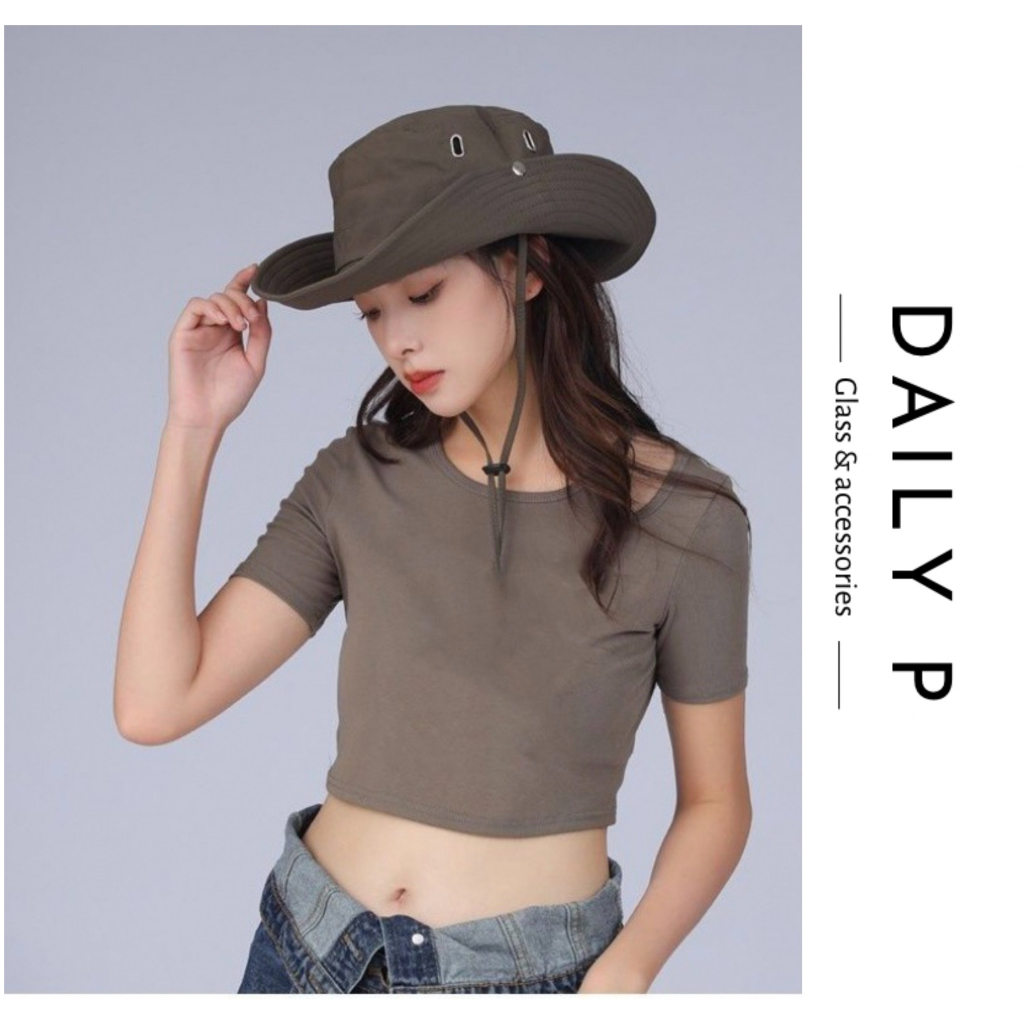 Mũ/nón cao bồi tai bèo vải dù có dây rút & chống thấm nước  DailyP