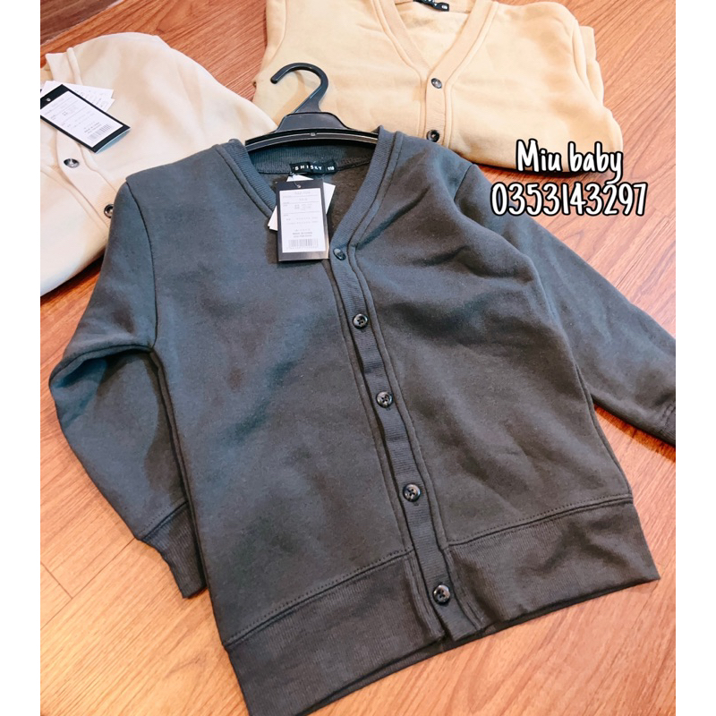 Áo khoác cardigan nỉ bông cổ tim xuất Nhật cho bé trai và bố