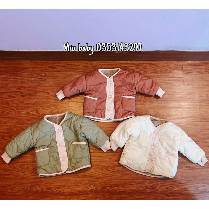 Áo khoác dày 2 mặt phao và mặt bông 3 màu bé trai bé gái