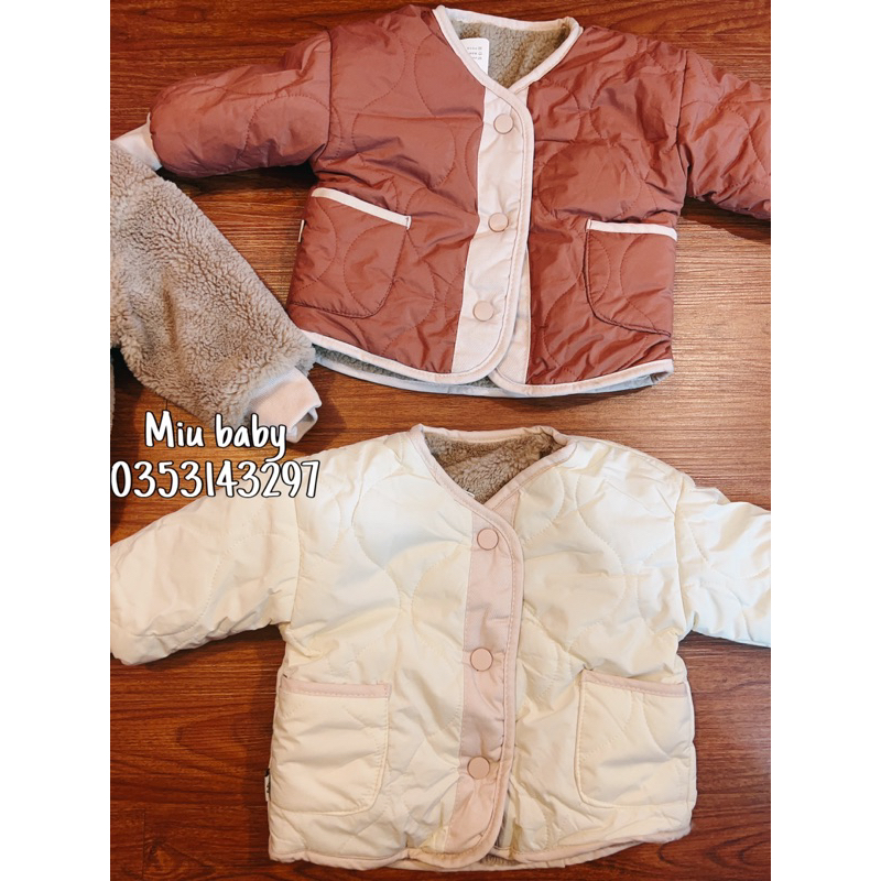 Áo khoác dày 2 mặt phao và mặt bông 3 màu bé trai bé gái