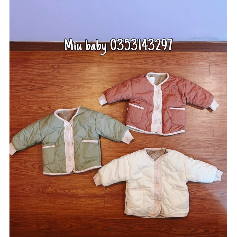 Áo khoác dày 2 mặt phao và mặt bông 3 màu bé trai bé gái