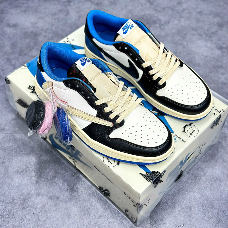 Giày thể thao sneakers Travis Scott jd 1 Low Reverse màu xanh trắng cổ thấp, giày thời trang big size nam tich chu shop