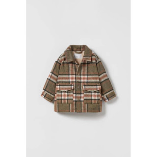 Áo khoác dạ kẻ lót lông zara sz 18/24m