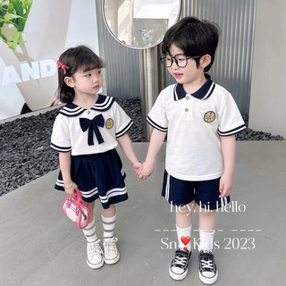 Set cặp học sinh áo trắng 2 sọc cho bé