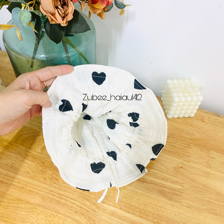 Mũ xô muslin hình mềm thoáng cho bé 0-18tháng có nút điều chỉnh